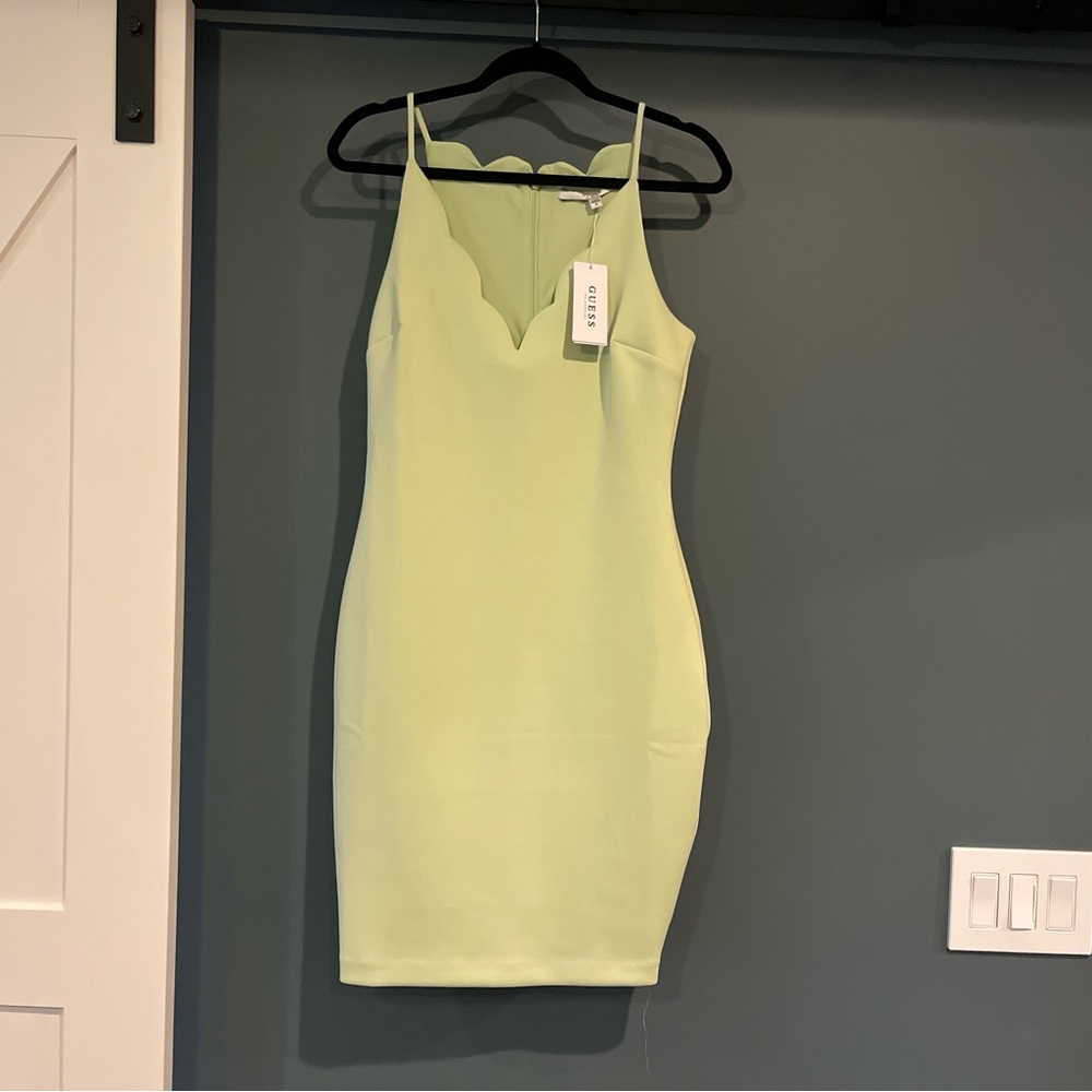 Guess Green Sheath Mini Dress Spaghetti Strap